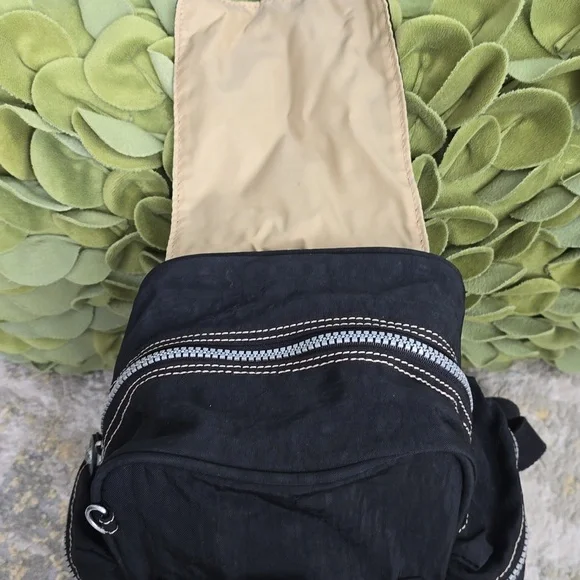 Vintage Kipling Mini Backpack | Y2K Black Crinkled Nylon (NO MONKEY KEYCHAIN) - Picture 10 of 14